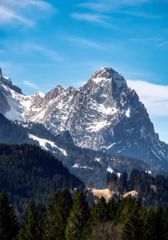 Alpine landscape with the Waxenstein mountain in Bavaria