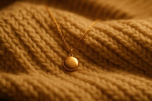 Gold Pendant on a Knitted Sweater