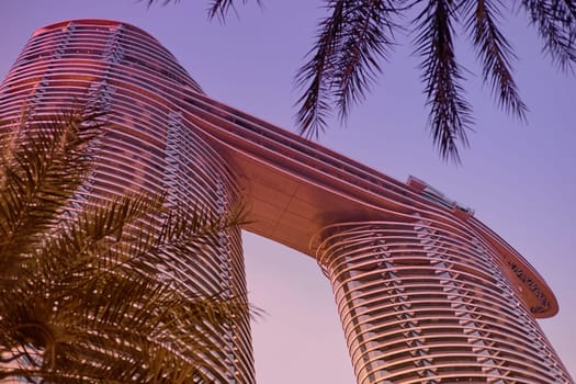 UAE, Dubai, 19 September 2024: architecture of the city at sunset, skyscrapers with glass facades. High quality photo