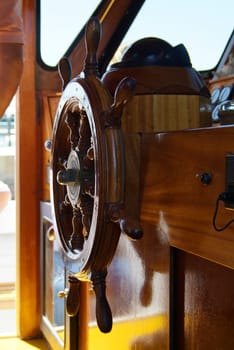 Portofino, Italy - May 1, 2006: ferry ship docked in the bay of Portofino.