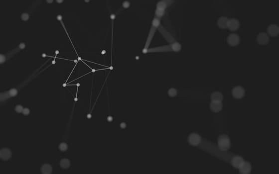 3d Abstract background. Molecules technology with polygonal shapes, connecting dots and lines. Connection structure. Big data visualization. 3d background. 
