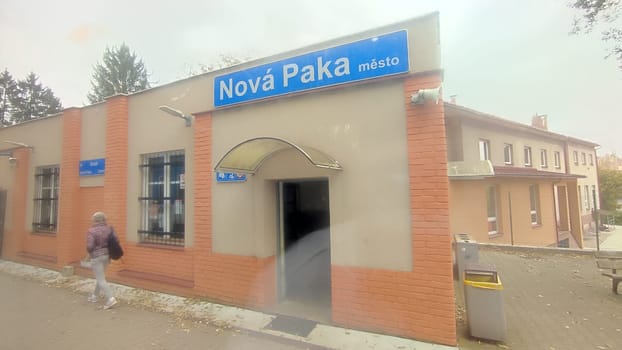 October 21 2024 Nova Paka Czechia, Czech Republic Europe, travel Train station entrance sign objects building architecture city town architecture editorial shotlisttravel travel tourism summer day . High quality photo