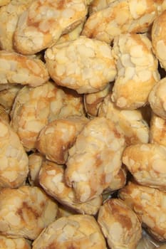 Traditional Piedmont cookies with nuts, selective focus