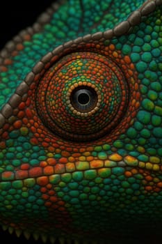 Vibrant Chameleon Eye and Scales Super Macro