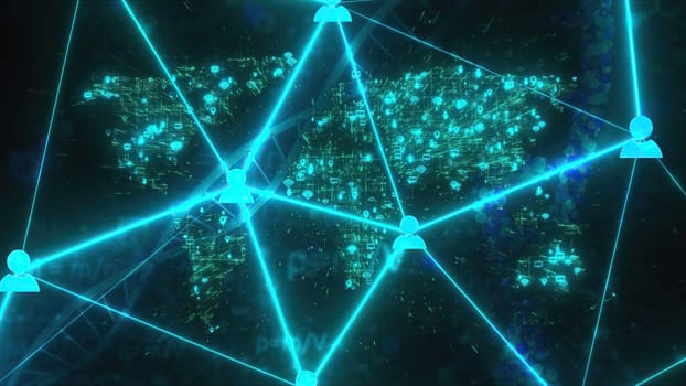 Technology world map with connection dots. Computer generated 3d render