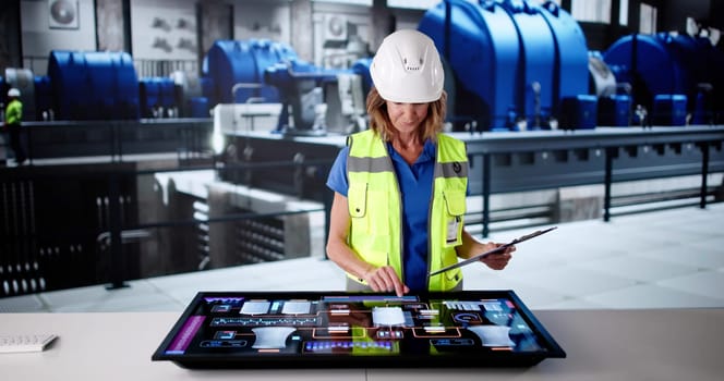 Female Engineer Operating Gas Turbine In Electricity Generation Plant