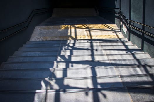 Stairs leading down to pedestrian crossing
