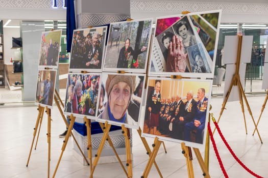 05.05.2025 - Minsk, Belarus. Large prints of photos themed second world war and soviet veterans on display.