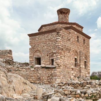 The historic mosque at Ayasuluk Inner Castle in Selcuk, Izmir, Turkey, from the Byzantine to Ottoman era