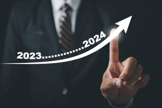 Business analysis bridges financial investment and tech concept. Development leads to success with growing growth. Financial graph on virtual screen signifies the dynamic evolution.