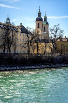 Historic Innsbruck Cathedral at the Inn river
