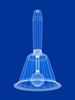 3D wire-frame model of a handbell