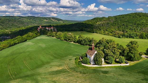 Beautiful Gothic castle Veveri. The city of Brno at the Brno dam. South Moravia - Czech Republic - Central Europe.