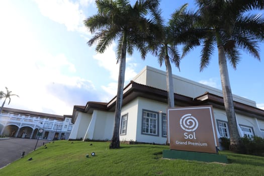 mata de sao joao, bahia, brazil - march 19, 2025: view of the Sol Grand Premium hotel in the Costa da Sauipe hotel complex in Bahia.
