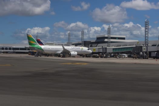 salvador, brazil - march 21, 2025: view of the aircraft apron at salvador airport in Bahia.