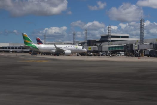 salvador, brazil - march 21, 2025: view of the aircraft apron at salvador airport in Bahia.