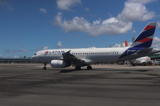 salvador, brazil - march 21, 2025: view of the aircraft apron at salvador airport in Bahia.