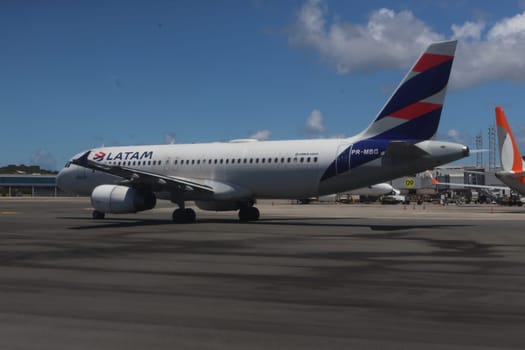 salvador, brazil - march 21, 2025: view of the aircraft apron at salvador airport in Bahia.