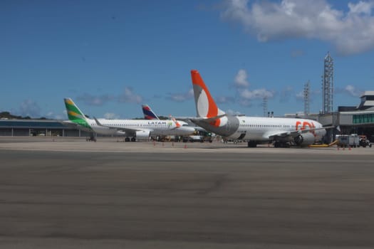 salvador, brazil - march 21, 2025: view of the aircraft apron at salvador airport in Bahia.