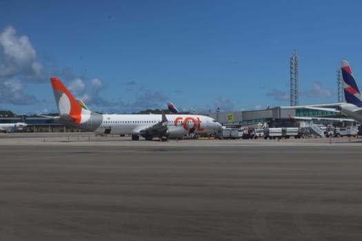 salvador, brazil - march 21, 2025: view of the aircraft apron at salvador airport in Bahia.