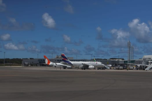 salvador, brazil - march 21, 2025: view of the aircraft apron at salvador airport in Bahia.