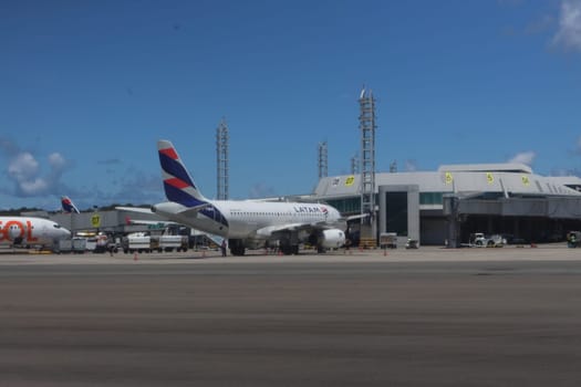 salvador, brazil - march 21, 2025: view of the aircraft apron at salvador airport in Bahia.