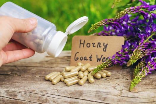 Horny goat wood extract alternative medicine. Selective Focus. nature.