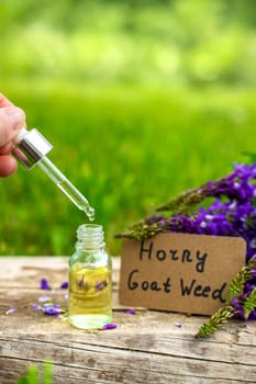 Horny goat wood extract alternative medicine. Selective Focus. nature.