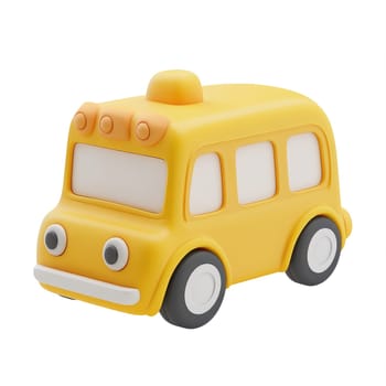 Cheerful, yellow miniature school bus toy, perfect for children's play.  It displays a simple, cartoonish design.