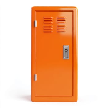 Vibrant orange, rectangular school locker, displayed against a plain white backdrop.  It's a digital illustration or 3D model.
