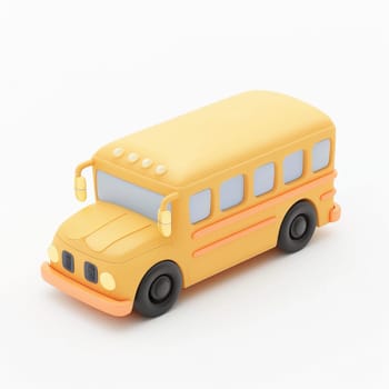Stylized, digital rendering of a school bus, presented in a child-friendly, pastel palette, viewed from above.