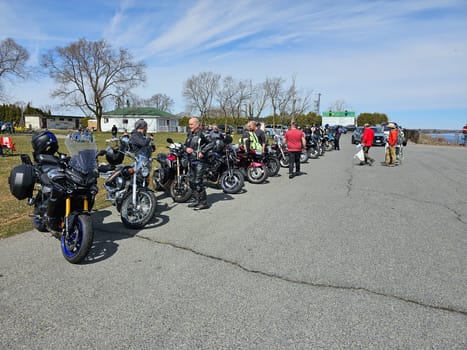 Gatineau, QC Canada - 04.08.2024: Motorcycle Enthusiasts Gather on a Sunny Day for a Ride and Camaraderie, Spring Event.