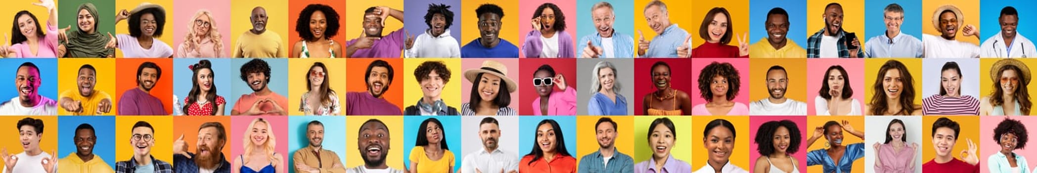 A vibrant collage showcases diverse individuals with joyful expressions.