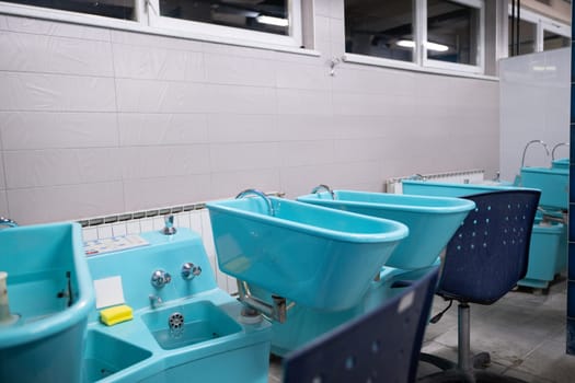 Hydrotherapy Machines in Spa Clinic.Modern hydrotherapy equipment in a clinical setting, used for hand and foot therapy treatments in rehabilitation centers