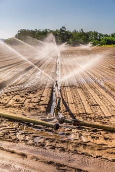 Irrigation system on a large farm field