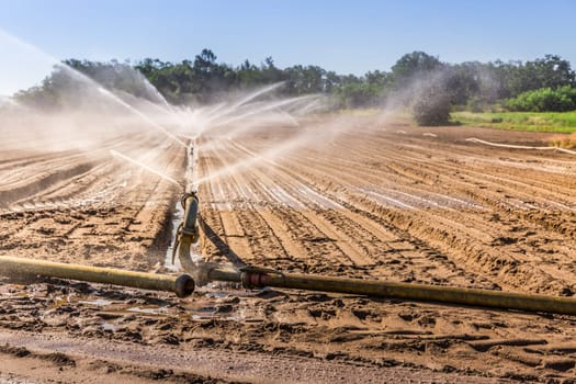 Irrigation system on a large farm field