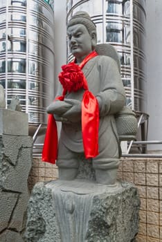 Kuala Lumpur, Malaysia - Feb. 19, 2025: Statue no.18 of the 24 Filial Exemplars collection at Thean Hou Temple, depicts Wang Xiang, who laid on ice in search of carp