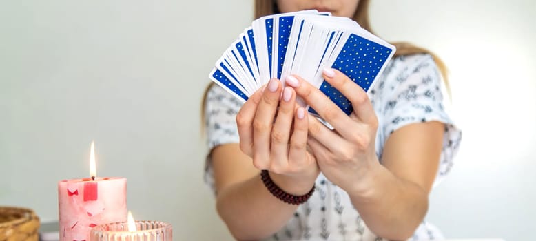 Tarot Card Reading with Candles and Crystals.