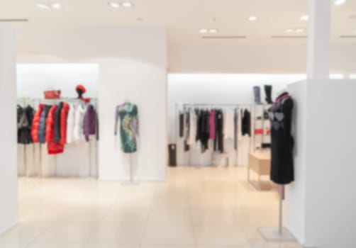 Interior Of A Luxury Modern Clothing Store Blurred And Out Of Focus