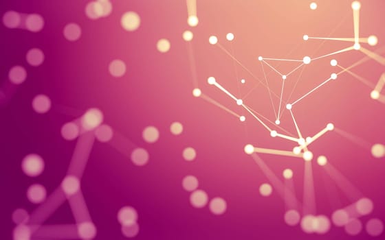 3d Abstract background. Molecules technology with polygonal shapes, connecting dots and lines. Connection structure. Big data visualization. 3d background.