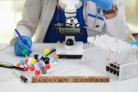A lab setup focused on Canavan Disease research, equipped with various scientific tools and equipment