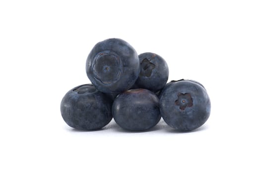 Close-up photograph of fresh blueberries, showcasing their vibrant color and texture, isolated against a white background.