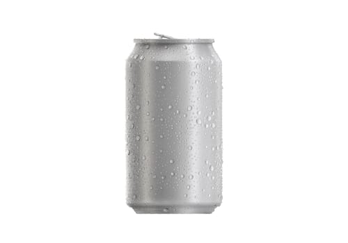 Open Aluminum soda can with water drops isolated on white background