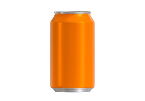 Orange aluminum drink can isolated on white background