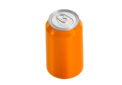 Orange aluminum drink can isolated on white background