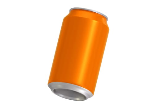 Orange aluminum drink can isolated on white background
