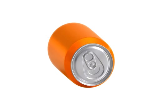 Orange aluminum drink can isolated on white background