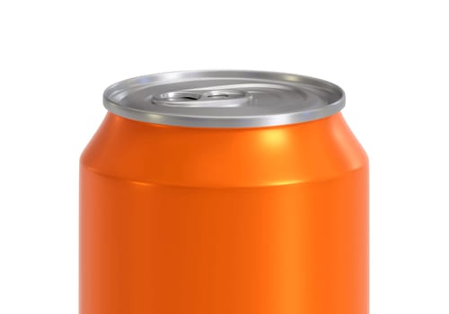 Orange aluminum drink can isolated on white background