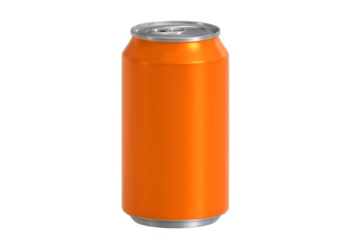 Orange aluminum drink can isolated on white background