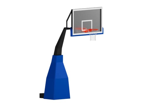 Professional basketball hoop on white background